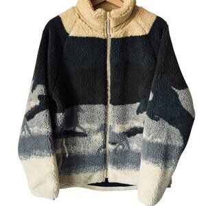 Kuwalla Printed Terry Fleece Jacket Stallion Soft Plush Horse Zip Up Equestrian